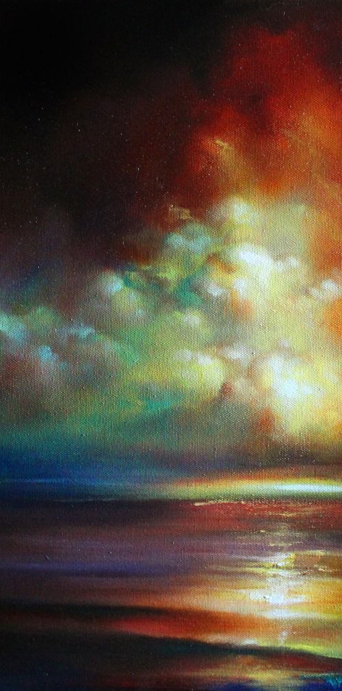 Red clouds over water by Khrystyna Bodnaruk