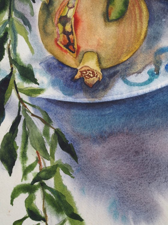 Pomegranates on a plate