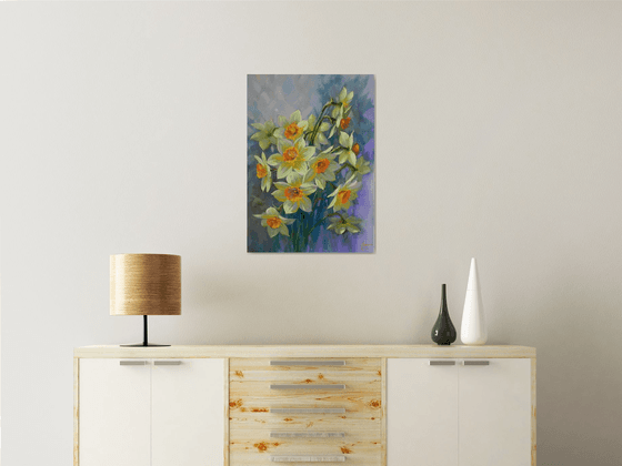 "Narcissus" Original painting Oil on canvas Home decor