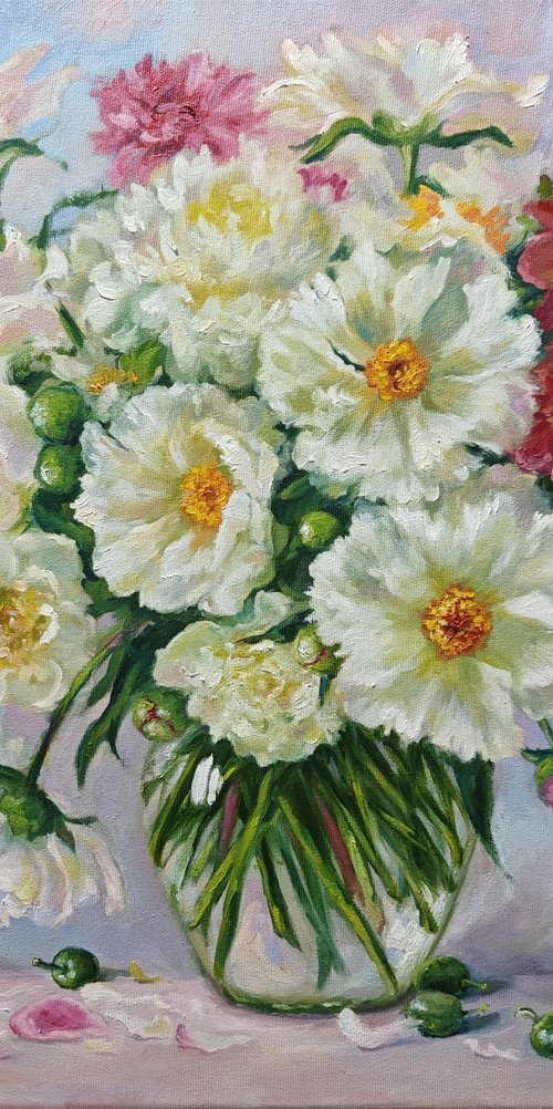 Peonies bouquet  still life by Jane Lantsman