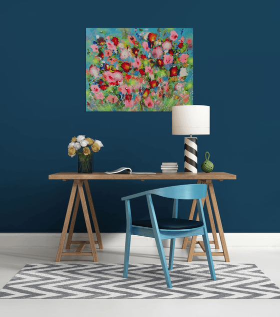 35.5” Spring, Floral Abstract Painting