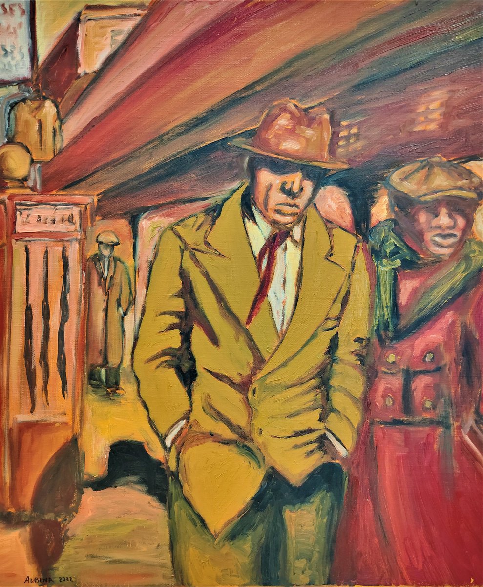 Impressionistic Portrait Oil Painting By Albina Urbanek, 18 X 22, Once Upon A Time In Chicago, Original Artwork