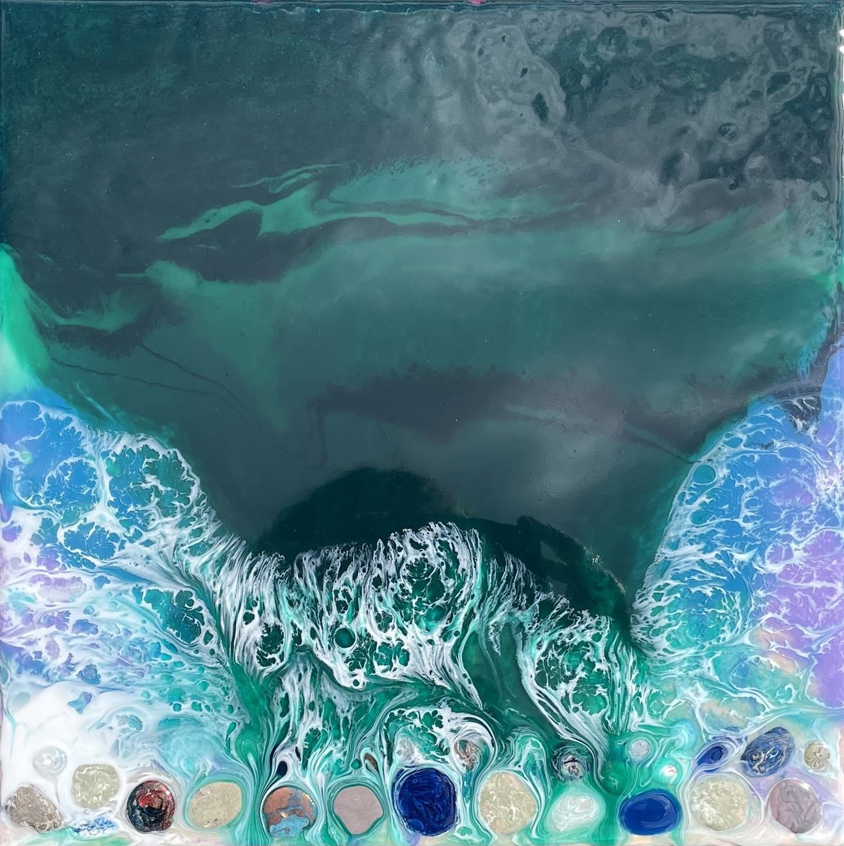 Aqua and Lilac Ocean Beach Pebbles by Hannah Bruce