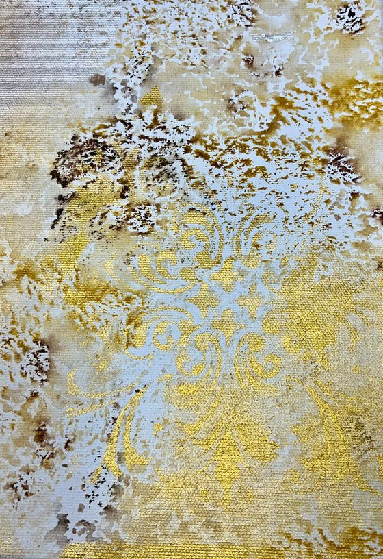 Golden and Black abstract painting. Black gold abstraction flower. AMAZING GOLD FLOWERS.