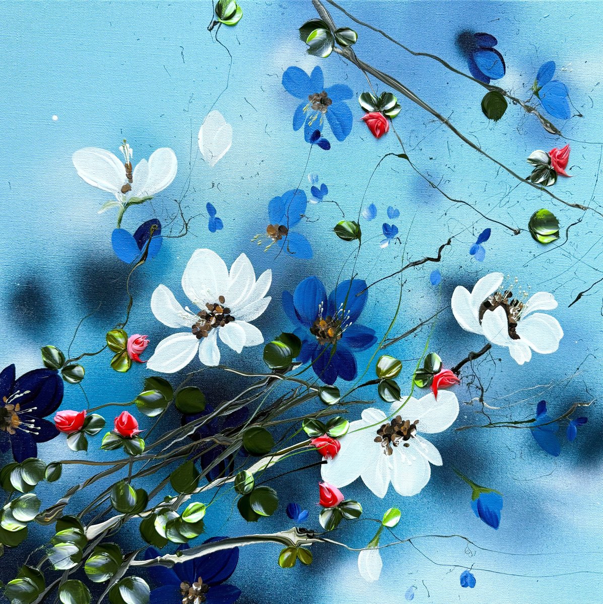 Blue Flow Ii By Anastassia Skopp, 24 X 24, Artwork For Sale On Artfinder