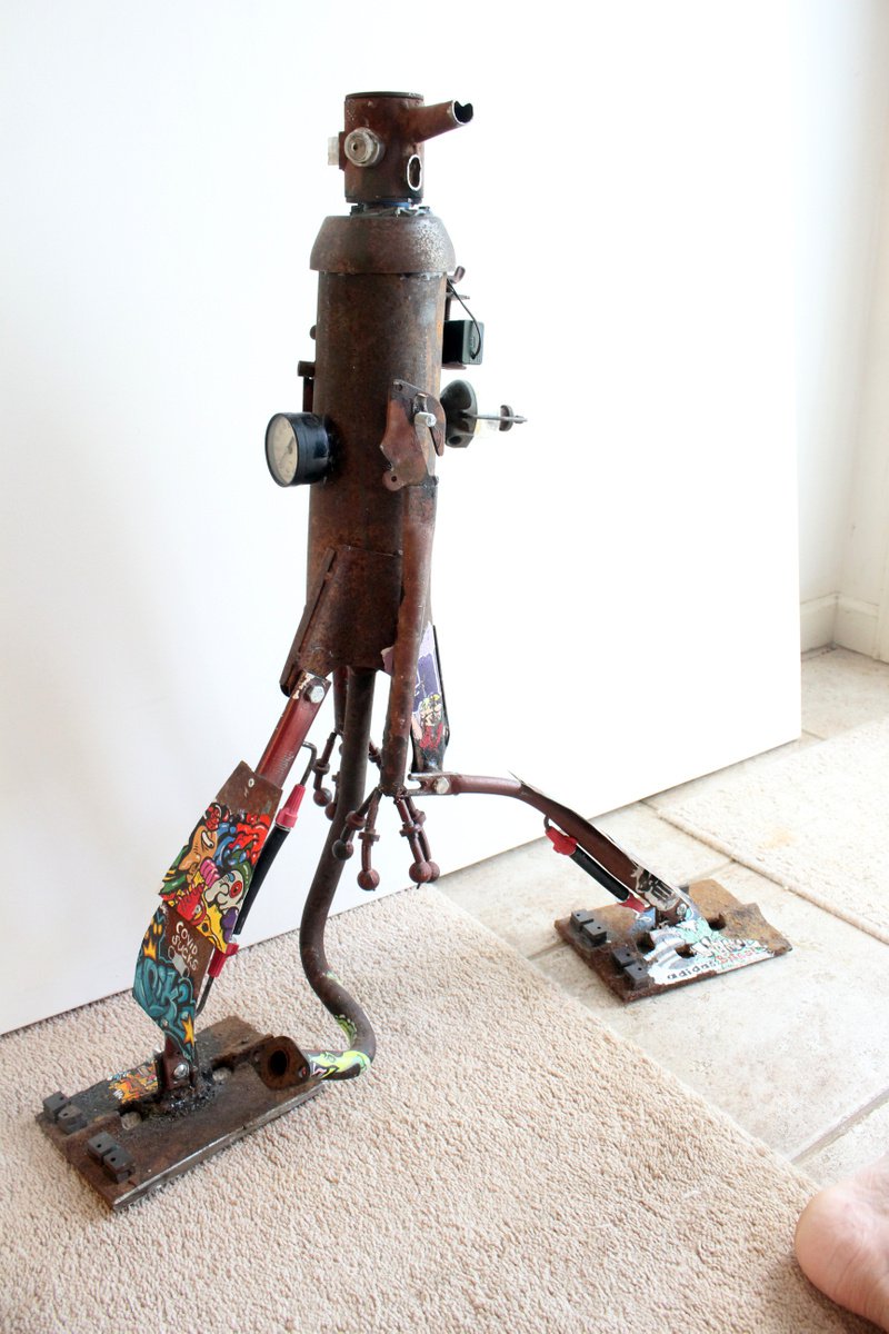 Urban And Pop Still Life Sculpture By Ken Vrana, 10 X 30", Nike Se-Adidas No, Original Artwork