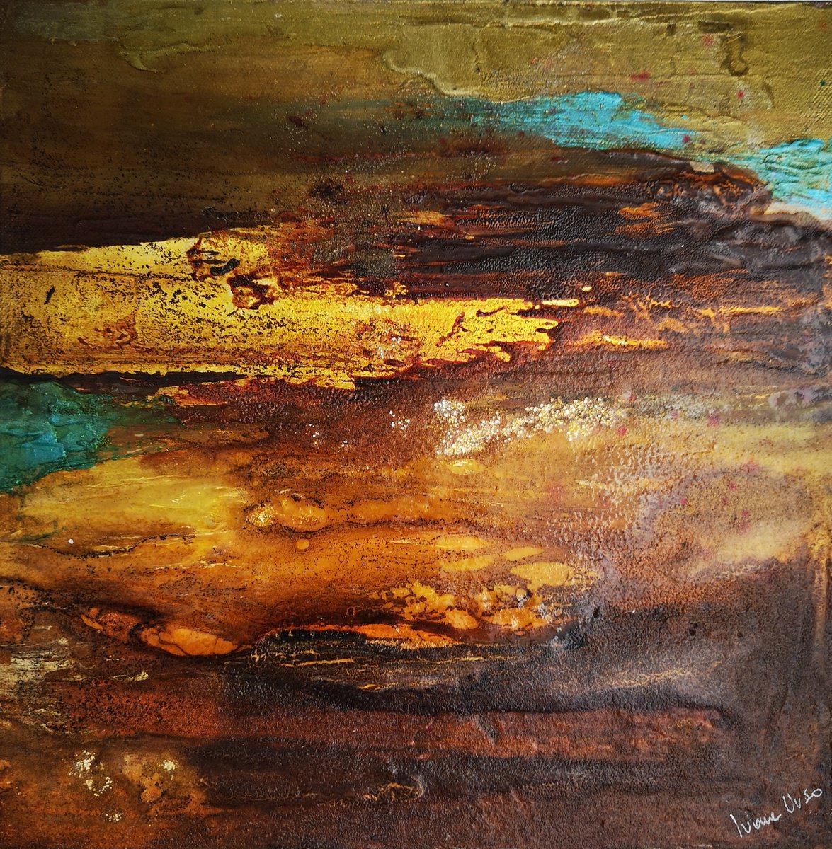 Abstract Painting By Ivana Urso, 12 X 12, Whispers Of Earth, Original Artwork