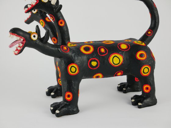 Black Cerberus with Colored Circles