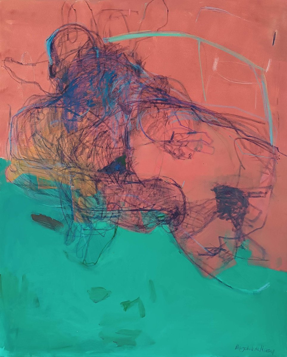 Organic Portrait Acrylic Painting By Magdalena Morey, 31 X 39", As You Are 1, Original Artwork