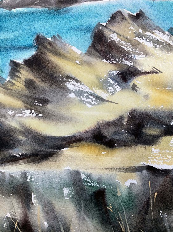 North wind. Scotland. One of a kind, original painting, handmad work, gift, watercolour art.
