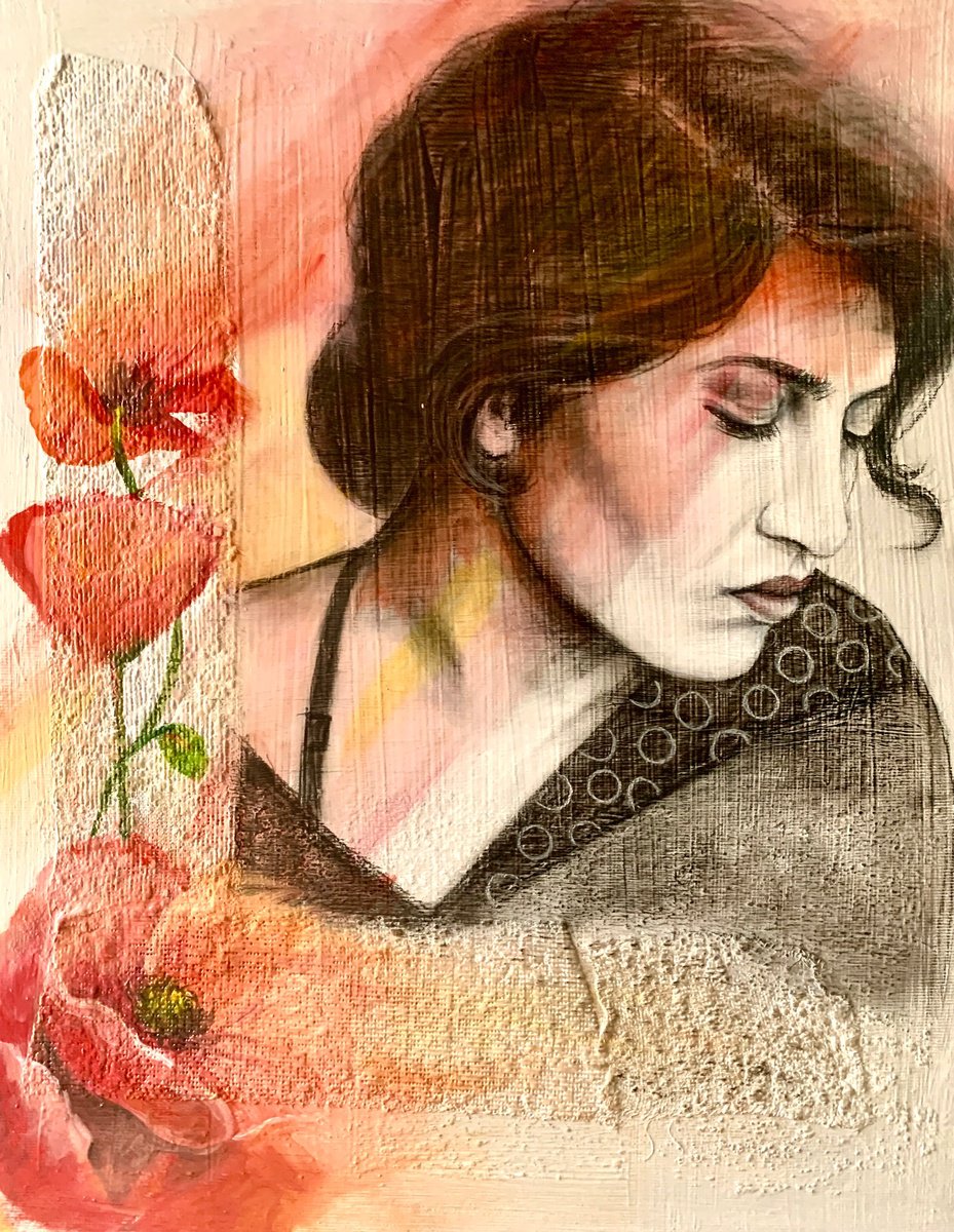 Expressive Botanical Oil Painting By Maria Romano, 16 X 20", Poppies, Original Artwork