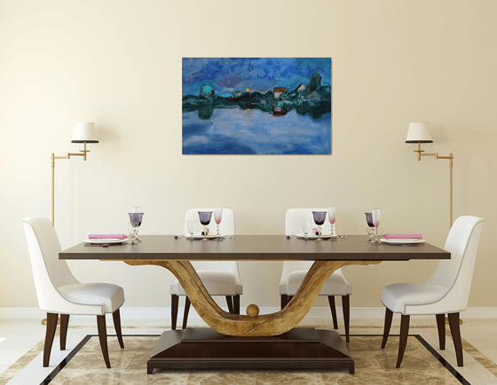 Twilight time.Moon rising