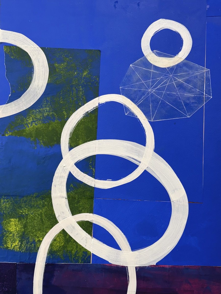 Organic Abstract Painting By Domenica Brockman, 18 X 24, Macro Micro Blue, Original Artwork