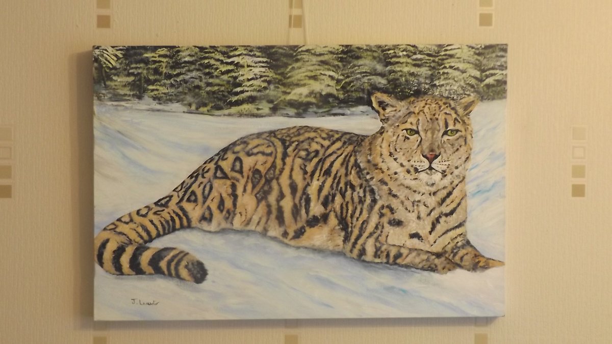 Impressionistic Animal Acrylic Painting By James Lancaster, 30 X 20, Cold Feet, Original Artwork