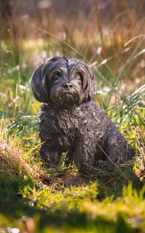 Maltese Terrier 2 Bronze Resin by Tanya Russell