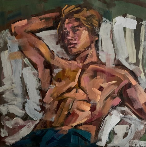Man nude figure gay oil painting