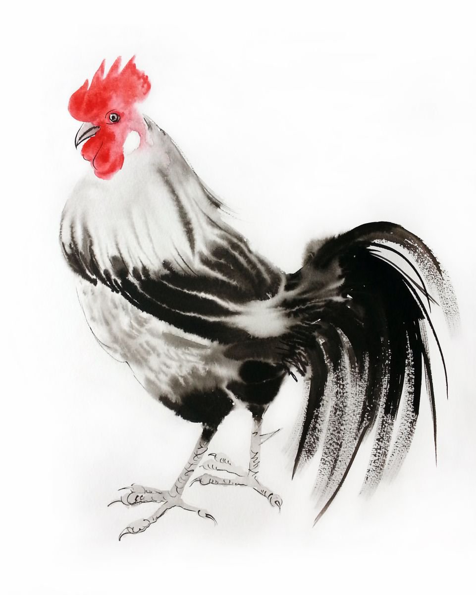 Strutting - Rooster - Rooster Chinese Painting | Artfinder