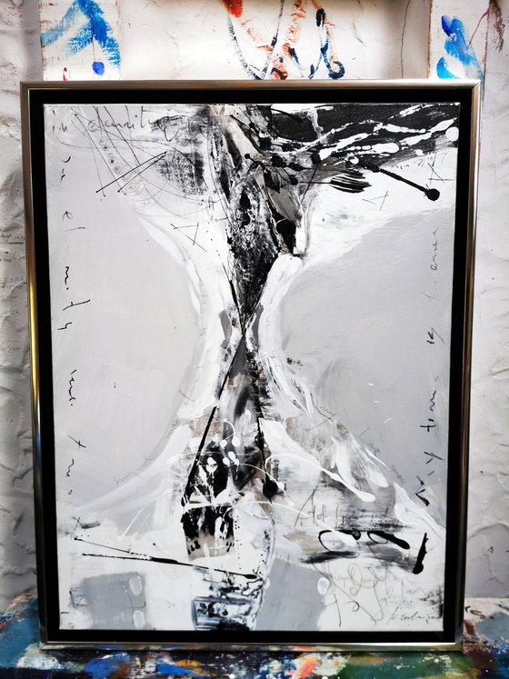 Black And White Spontaneous Gestural Still Life By O KLOSKA