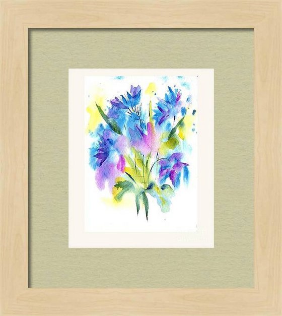 Blue Floral Abstract Artwork