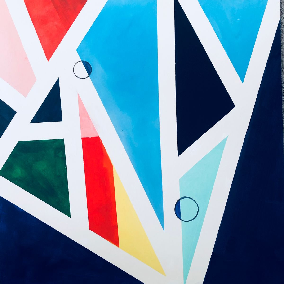 Geometric Abstract Acrylic Painting By Shabs Beigh, 25 X 25", Kites 7, Original Artwork