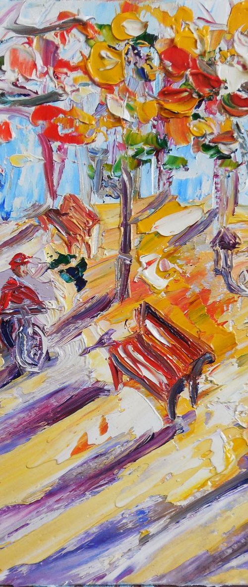 Autumn park at sunny evening by Oksana Fedorova