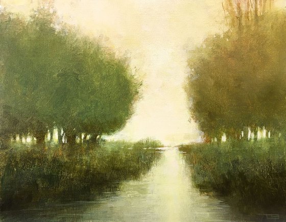 Spring Green Wetlands impressionist tonal landscape