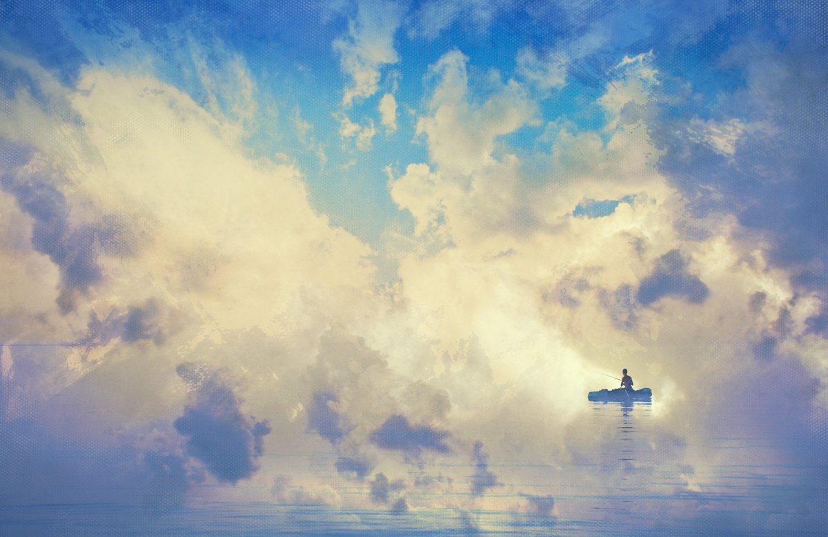 Impressionistic Landscape Photograph By Valerix, 30 X 20", Floating In The Clouds, Original Artwork
