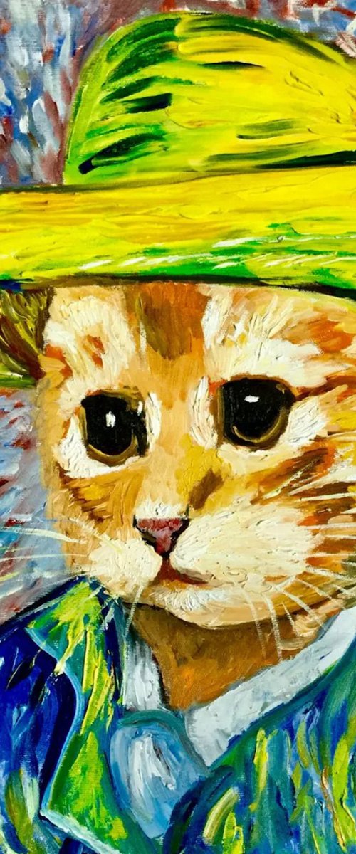 Pensive Cat  La Van Gogh by Olga Koval