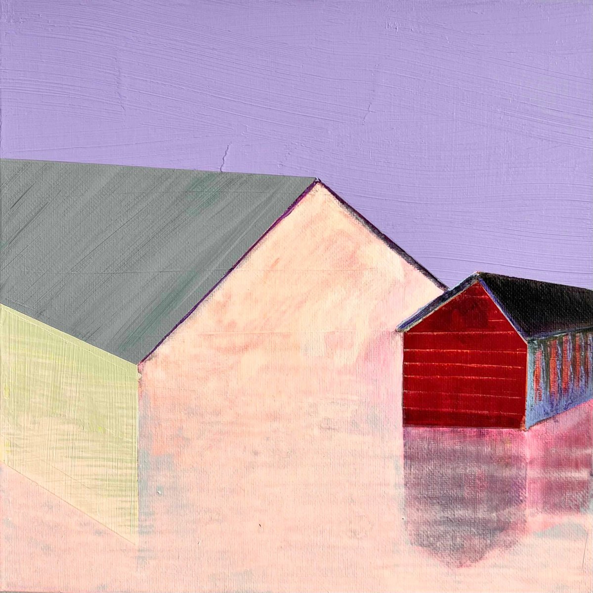 Geometric Cityscapes Acrylic Painting By Katrin Roth, 11 X 11", Stuga 1, Original Artwork