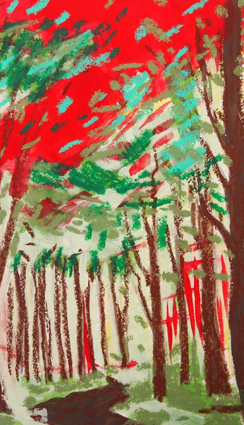 Forest - Original Mixed Media Artwork by Kitty  Cooper