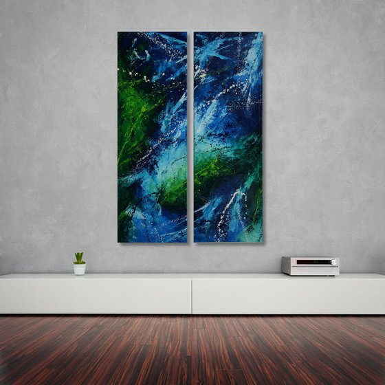 Mountain Stream Fairy (Diptych: 2x 120x40cm) XXL (2x 48x16 inches) oil