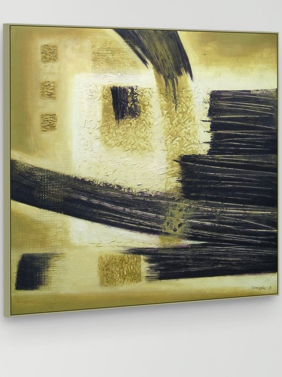 Olive-Yellow, Black Abstract 2