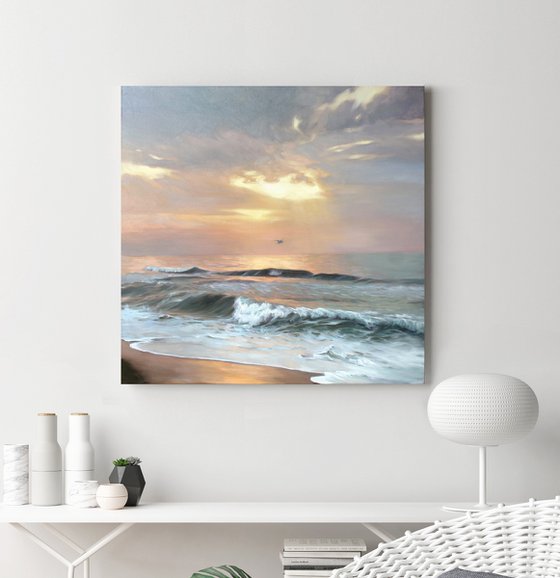 "Seaside" Sunset and coast oil art