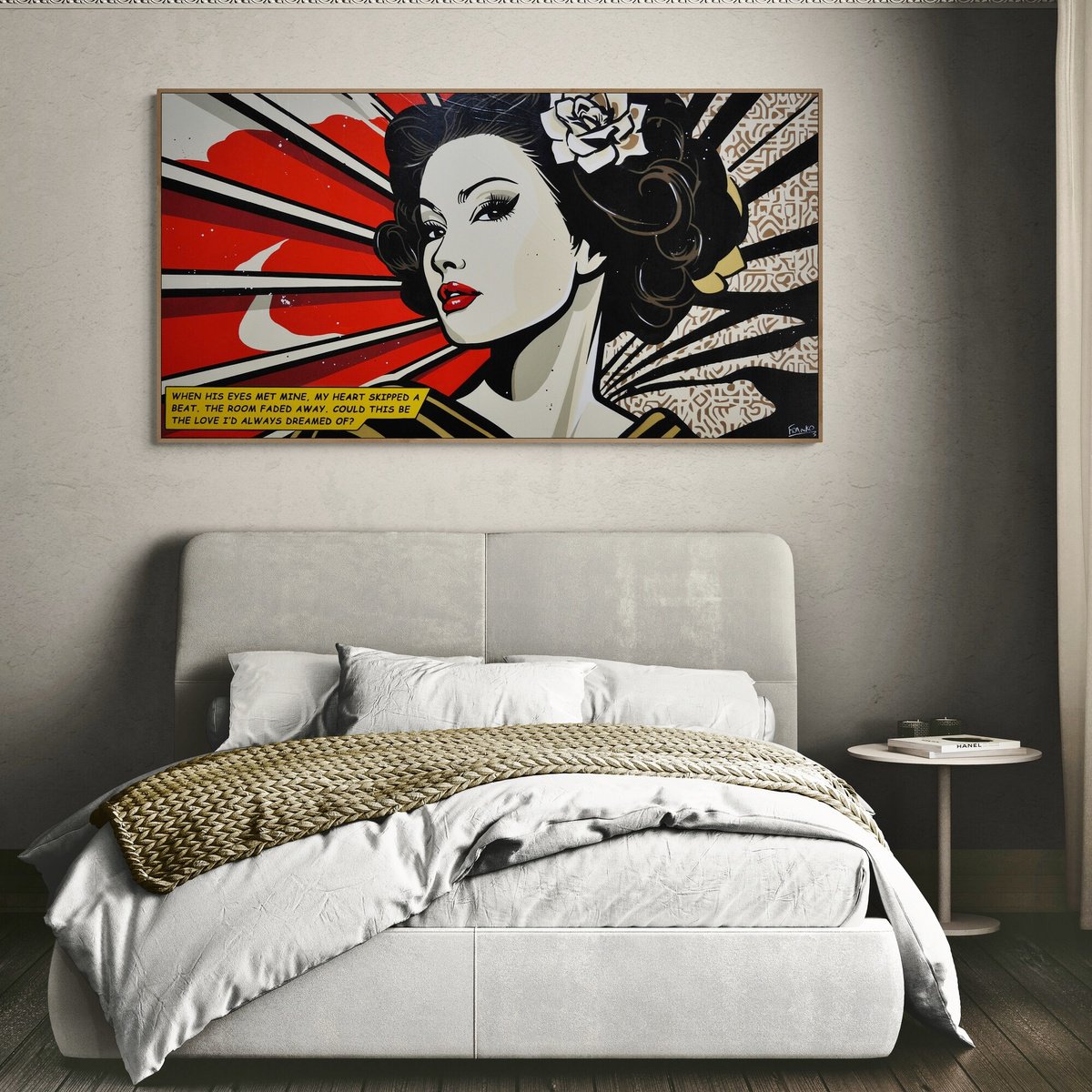 Urban And Pop Portrait Painting By Franko, 75 X 39, Dreamy Love, Original Artwork