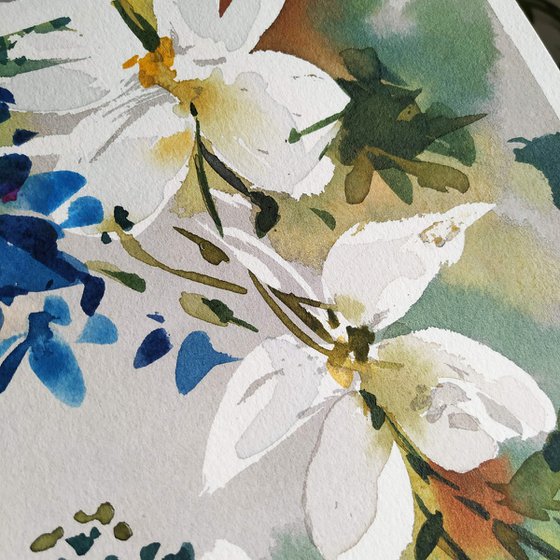 White Watercolor Florals