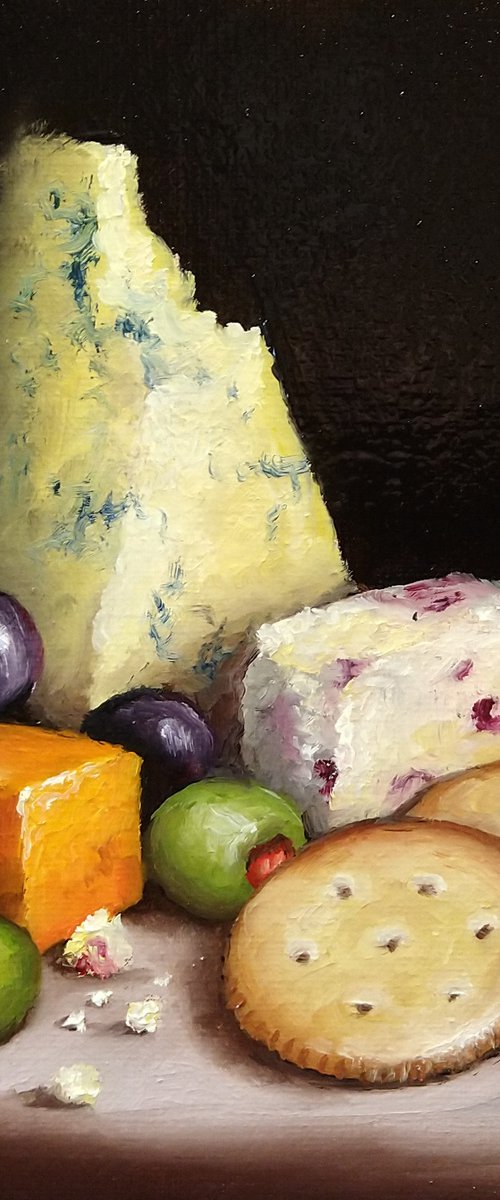 Cheese and crackers still life by Jane Palmer Art