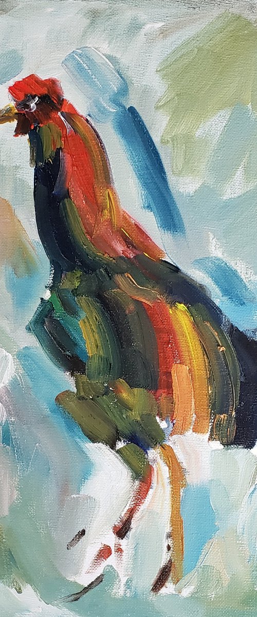 Animal - Rooster - Chicken - "On The Fight" by Katrina Case