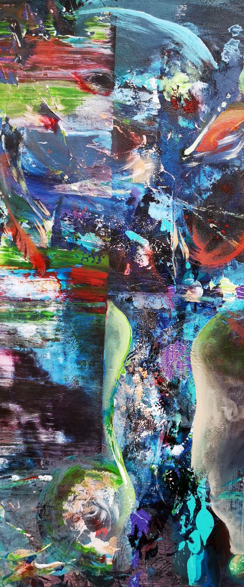 Beautiful abstract large painting pot with flowers unique style by O KLOSKA by Kloska Ovidiu