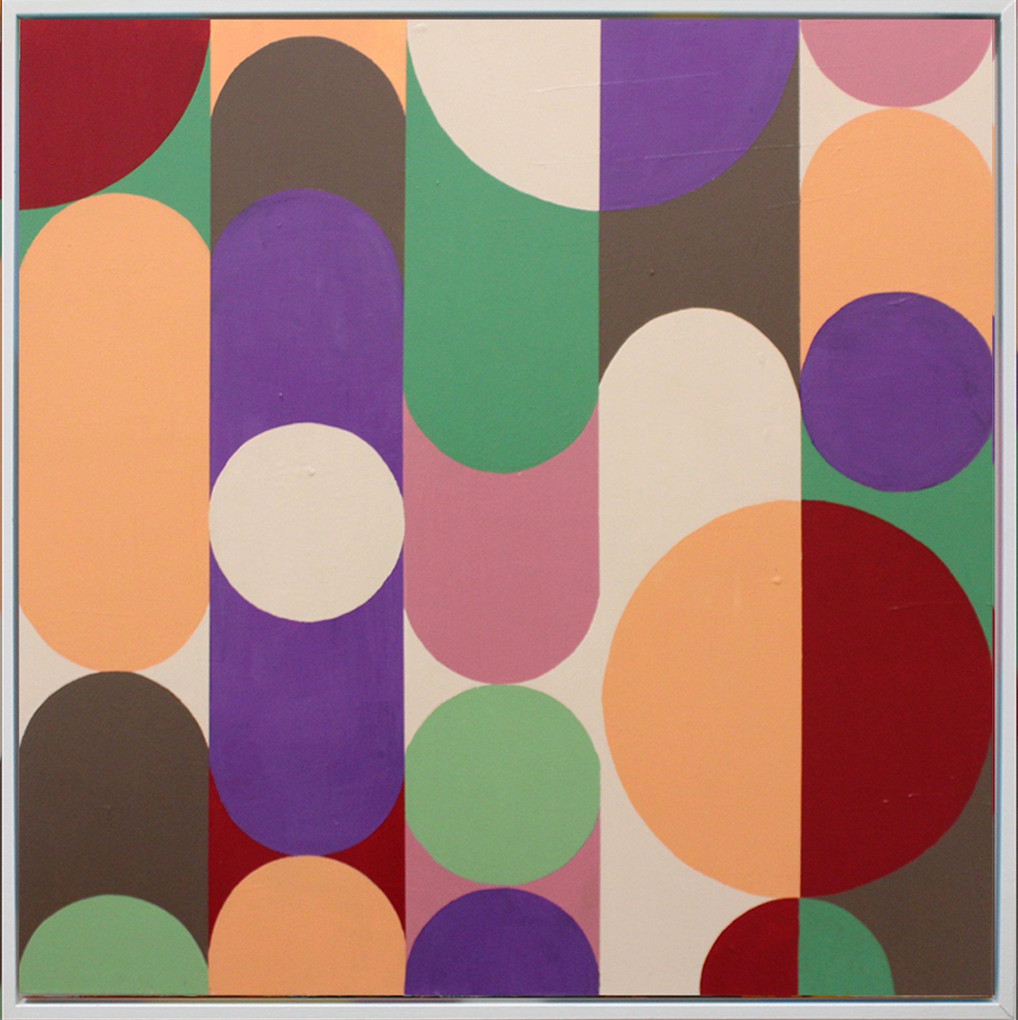 Geometric Abstract Acrylic Painting By Andrew Watt, 402 X 402, Geo Pop Lines No 9 (Framed), Original Artwork