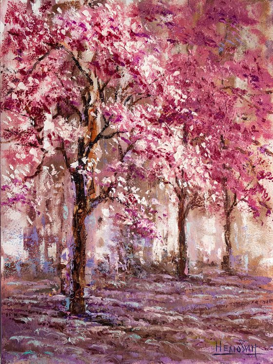 "Blooming cherry", spring landscape, sakura