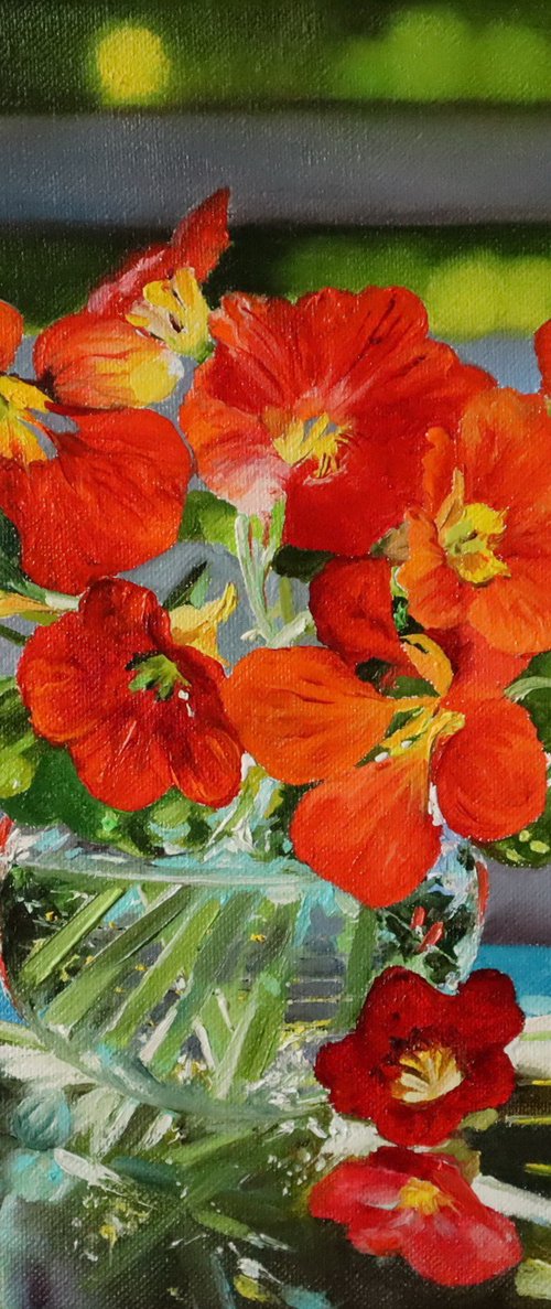 Nasturtium Flower, Sunlight by Natalia Shaykina