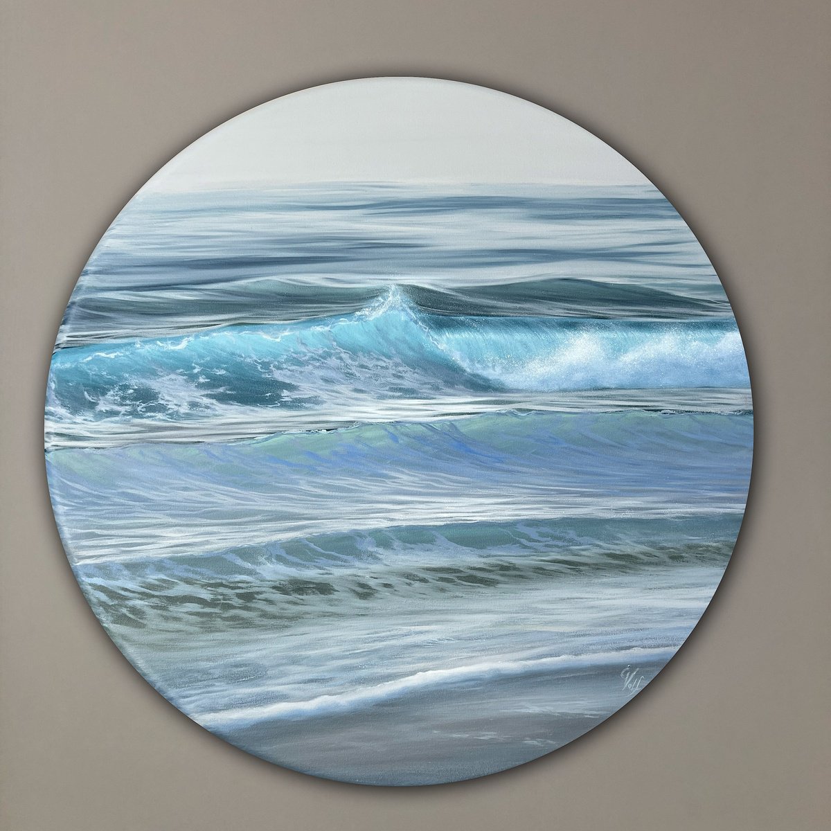 Photorealistic Landscape Oil Painting By Eva Volf, 36 X 36, Essence Of The Sea, Original Artwork