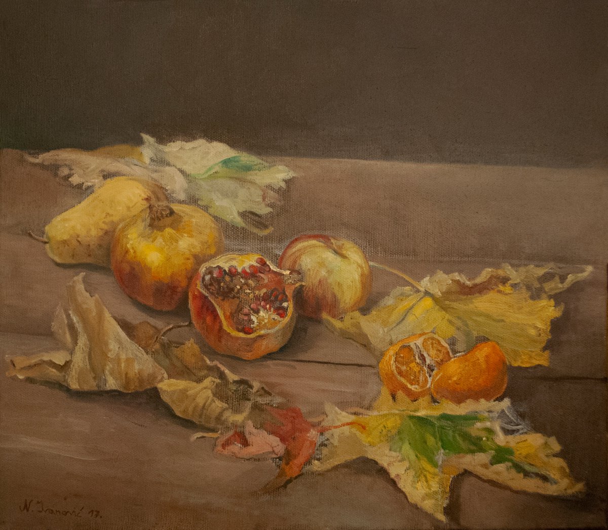 Oil Painting , Autumn Still Life No Ii By Nikola Ivanovic, 16 X 14, Artwork For Sale On Artfinder