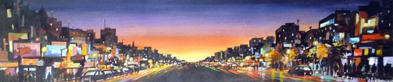 City Night Street-Acrylic on Canvas painting