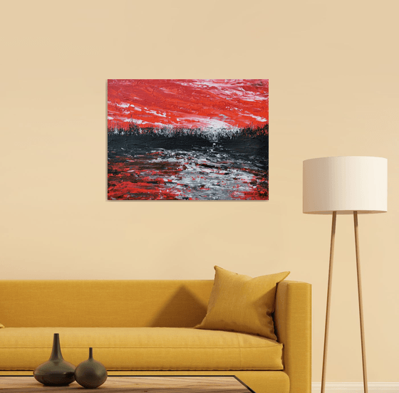 Red abstract landscape