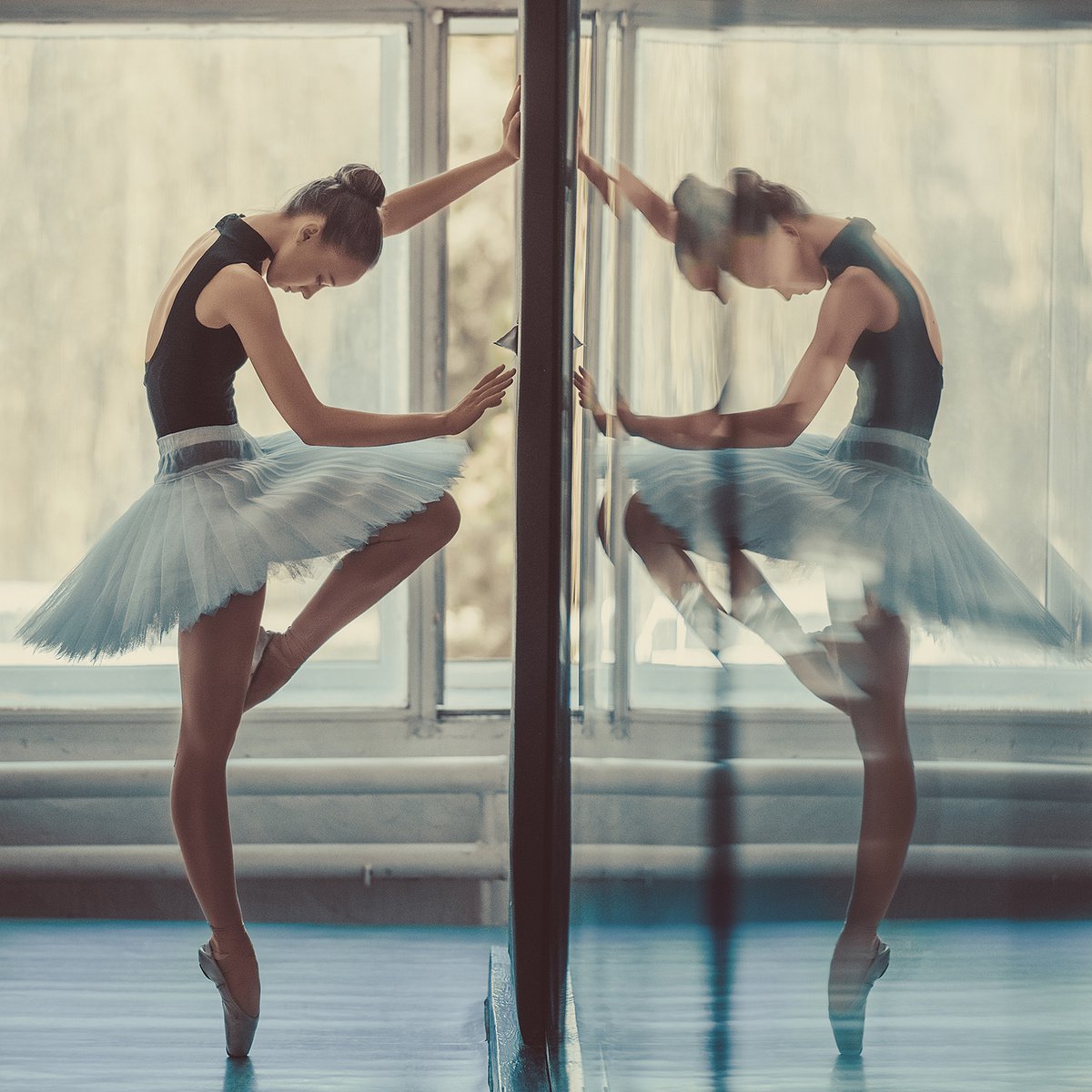 Photorealistic Portrait Photograph By Dan Hecho, 24 X 24, Mirror, Original Artwork