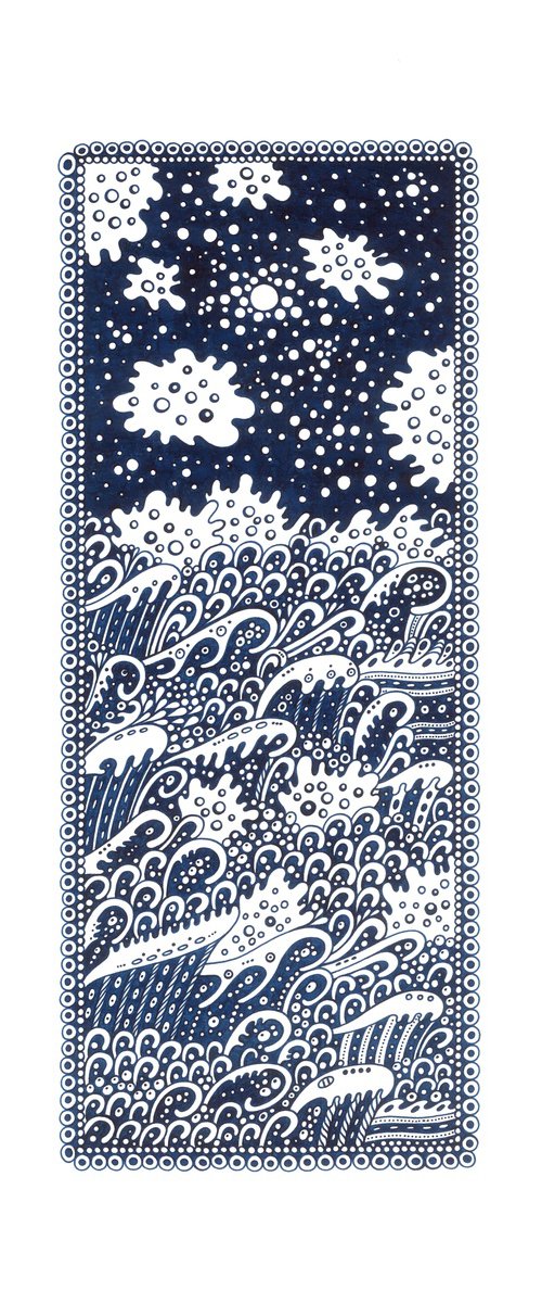 Surreal Pattern n.65 - Night Wavy Sea by Veronika Demenko