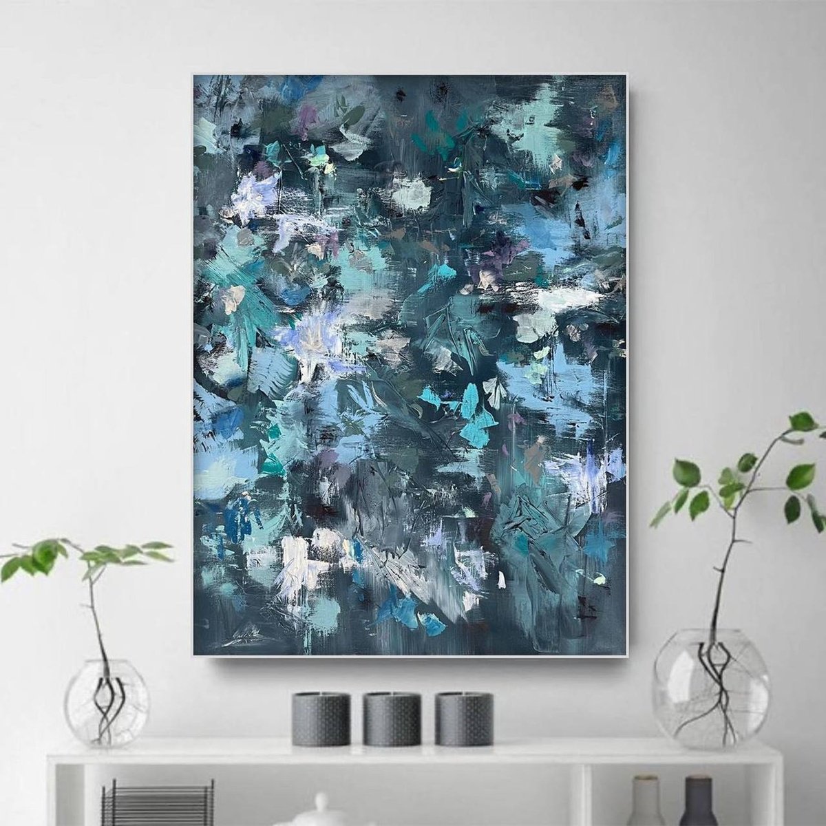 Impressionistic Abstract Oil Painting By Larissa Uvarova, 24 X 31", Abstract Painting Mood Inside, Original Artwork