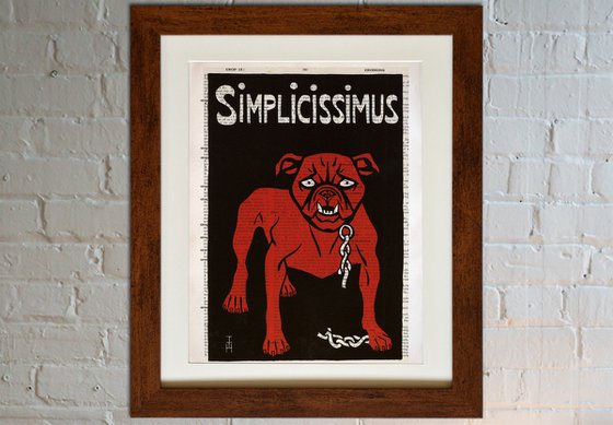 Simplicissimus - Collage Art Print on Large Real English Dictionary Vintage Book Page