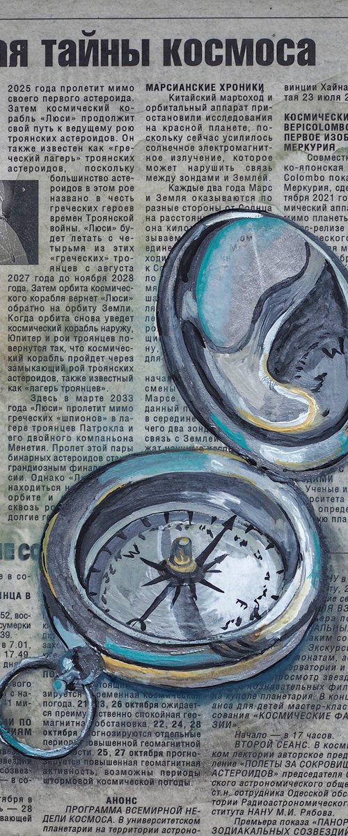 Compass on newspaper by Delnara El